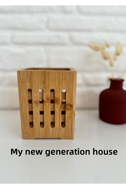 yeninesilevim Wooden Bamboo Square Organizer Cutlery Holder Pen Holder Multi-...
