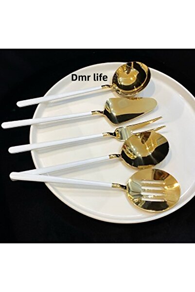 Demir Çeyiz Dmr Life 5 Piece Titanium Gold White Sauce Serving Set (Small Size)
