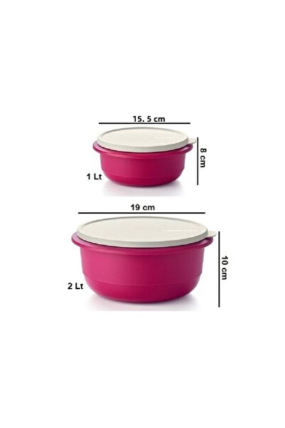 Tupperware Miksim 2-Piece Storage Preparation Container 1-2 Lt Fuchsia Miks