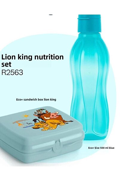 Tupperware The Lion King Nutrition Set - Sandwich Box and 500 ml Blue Bottle