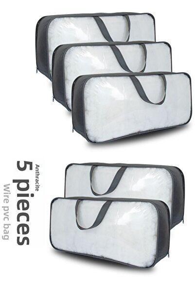 Vedsey Home Organizer Set de 5 60x30x18 cm PVC și transparent și geantă de valiză cu sârmă