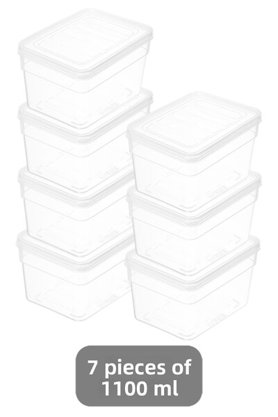 Meleni Home Set of 7 Deep Microwave Compatible 1100ml Food Storage Containers - Transparent Lid and Organizer