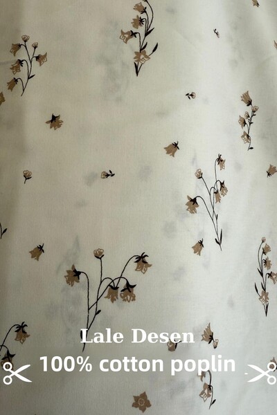 KAMİZ قماش بوبلين مطبوع على شكل توليب قطن 100% - غطاء لحاف - ملاءة - كيس وسادة - حقيبة - عرض 240 سم