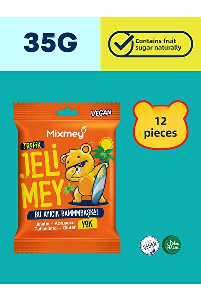 mixmey Jelimey Tropic - 12 Pieces X 35 g Natural Tropical Flavor Gummy Bear T...