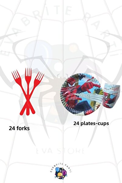 Evabrite Set tematic Spiderman pentru 24 de persoane Minia - Set pentru petre...