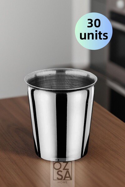 ÖzSa Home Set of 30 Stainless Steel Cups Potato Serving Cup Cafe Restaurant Potato Bucket Water And Ayran Glass