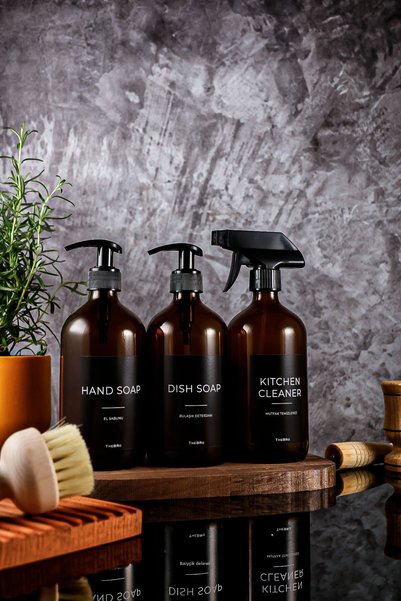 TheBRo 500ml Amber Colored Black Series Hand Soap, Dishwashing Liquid and Kitchen Cleaner Soap Dispenser Without Stand