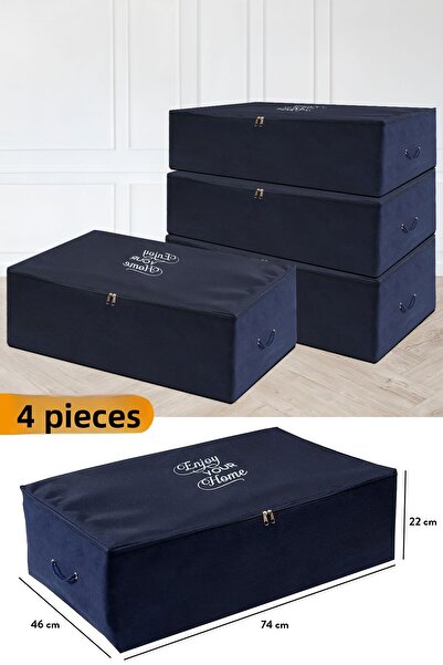 Serstil 4 قطع - حقيبة تخزين كبيرة الحجم باللون الأزرق الداكن أسفل القاعدة 74 × 46 × 22 سم