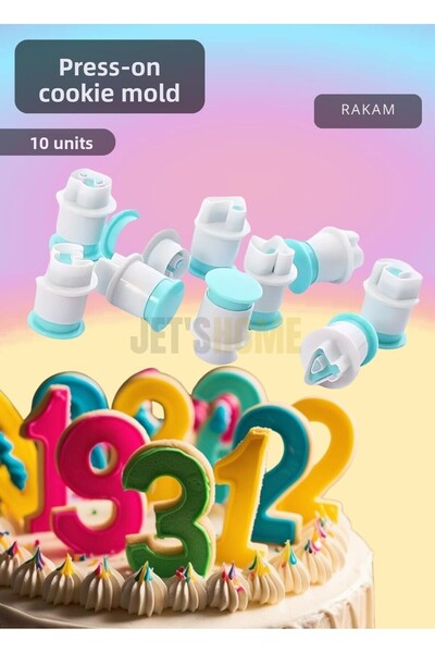 Jet's Home Press-On Number Mold Pastry Mold Press-On Cookie Mold 10-Number Du...