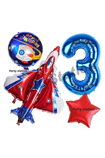 Parti Station 3 Year Old Birthday Space Concept Rocket Balloon and Shuttle Set