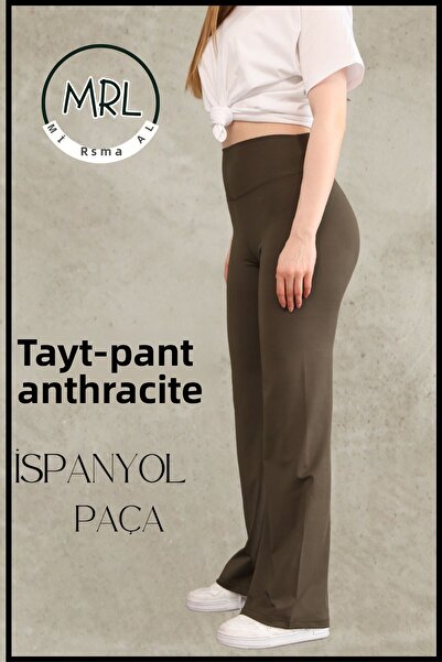 missmaral Women's High Waist Tightening Tights Trousers Flared Leg Lycra Stretchy Diving Fabric Khaki 1040