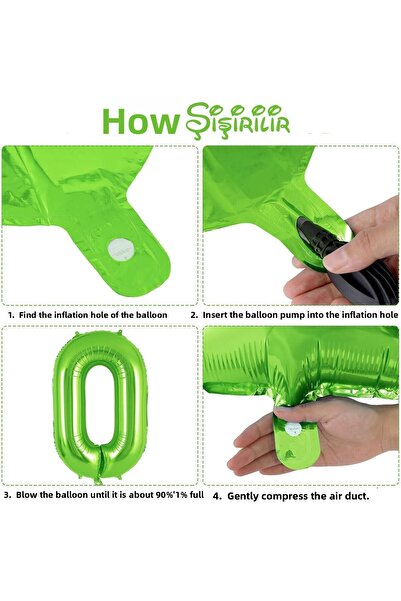 Patladı Gitti 7 Year Old Dinosaur Set; Number Foil, 3 Mini Dinosaurs and 10 Balloons