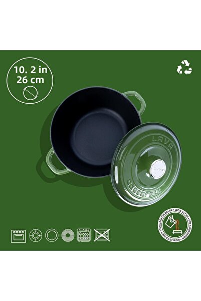 Lava Cast Round Pot Cast Iron Lid New Heritage Series Diameter(Ø)26cm