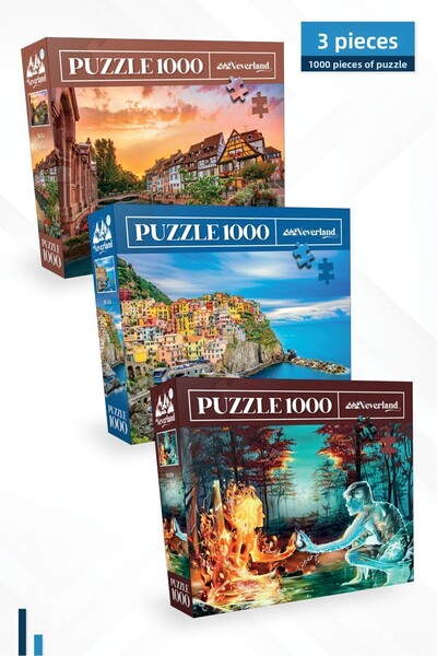 Neverland 3 PIECES 1000 PIECES PUZZLE - COLMAR and FIRE AND WATER and CINQUE TERRE