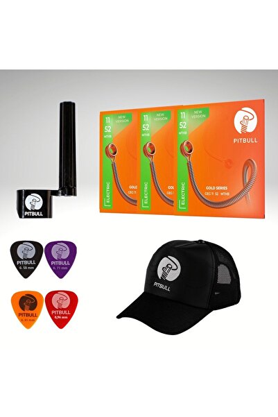 Pitbull Strings Gold Series Electric Guitar String Set of 3 (WIRE WRAPPER 4 CENA HAT) Geg 11-52 Mthb 3p Ssc