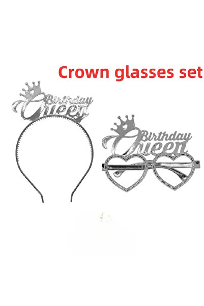 turkuaz parti مجموعة نظارات التاج الفضي لعيد الميلاد، عيد ميلاد سعيد، تاج عيد...