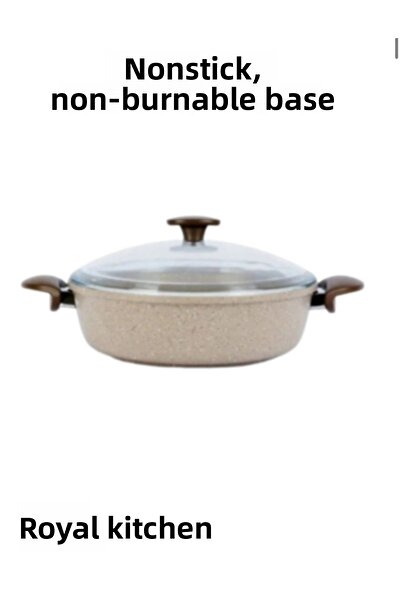 ThermoAD 28 cm Cast Iron Granite Karnıyarık Pot + 26 cm Mink Milk Jug-Faucet Set