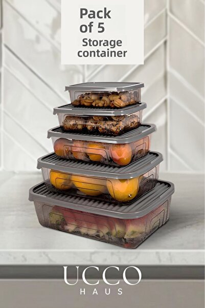 UCCO 5-Piece Storage Container Set |   Freezer Icebox Refrigerator Food Toy Food Coffee Storage Container
