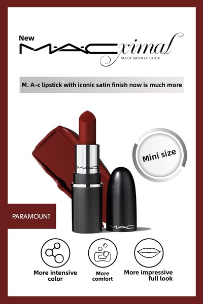 M.A.C أحمر شفاه باراماونت 1.8 جرام ماكسيمال ميني سليك ساتان، أحمر شفاه أيقوني...