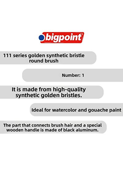 Bigpoint Golden Synthetic Round Brush Series 111, for Watercolor and Gouache Paint