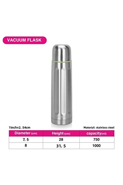 Fissman Double Wall Vacuum Flask 1000 ml Stainless Steel