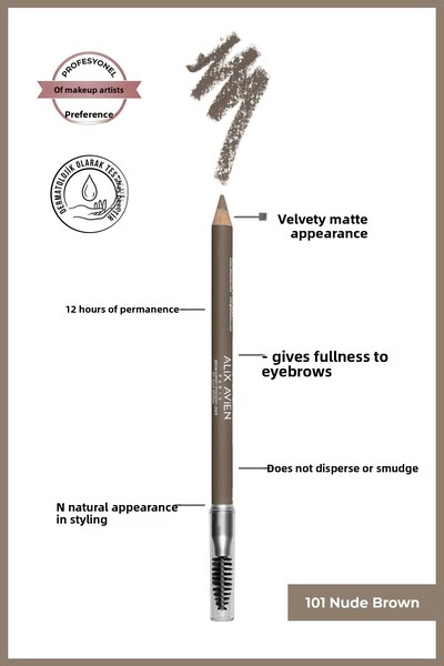 Alix Avien قلم تحديد الحواجب البني مع فرشاة ذات طرف ناعم - قلم تحديد الحواجب ...