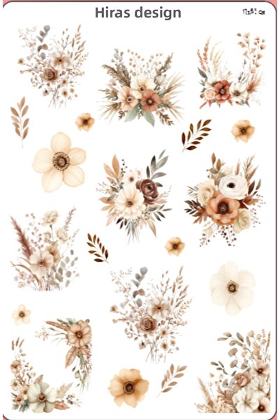 Hiras Dizayn 17x25 سنتيمتر البوهيمي لينة الزهور ملصق ورقة ملصق محمول ملصق لجد...