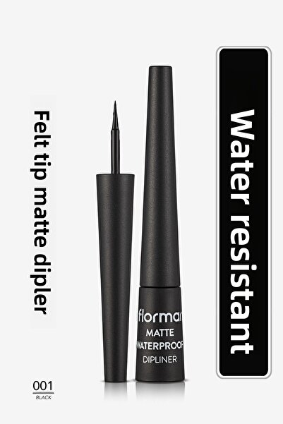 Flormar Water Resistant Matte Dipliner (BLACK) - Waterproof Dipliner - 001 Black -8690604536481
