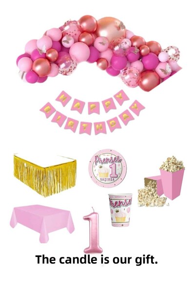 CANSIN مجموعة عيد ميلاد الأميرة بعمر سنة واحدة لـ 8 أشخاص