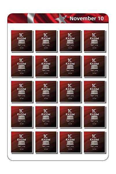 cakaybu Set de autocolante pentru Ziua de comemorare a lui Atatürk, 10 noiembrie, 1 foaie A4