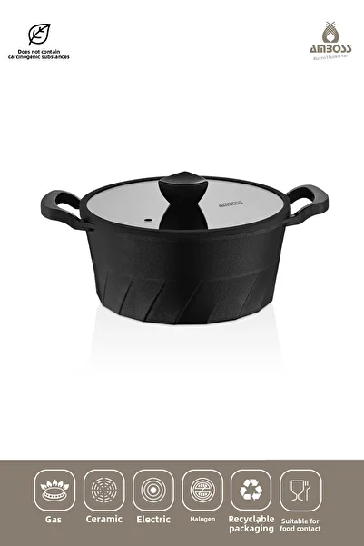 Amboss Vento Casting Titanium Plated Deep Pot with Glass Lid 24X11 cm
