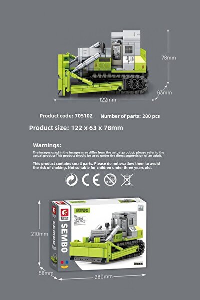 Sembo Block Zoomlion Mini Bulldozer - 280 Pieces Licensed Building Blocks Compatible with Lego ( 705102 )