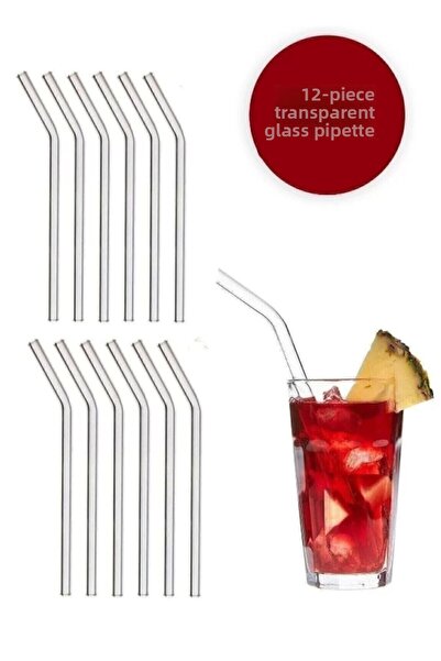 ARGKRİSTAL شفاطات زجاجية بوروسيليكات 20 سم - مجموعة أصلية مكونة من 12 قطعة