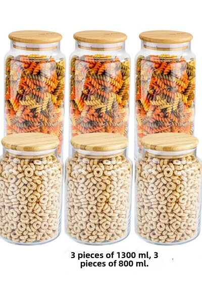 Bambum Zone 6-Piece 800ml and 1300ml Glass Storage Container Set