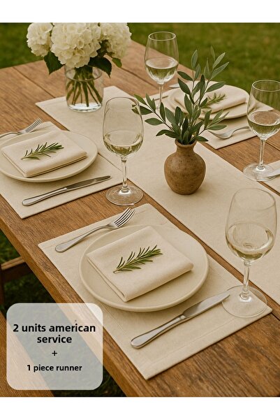 Misue Handmade Set de servire și băieți americani 100% bumbac, 3 bucăți de ve...