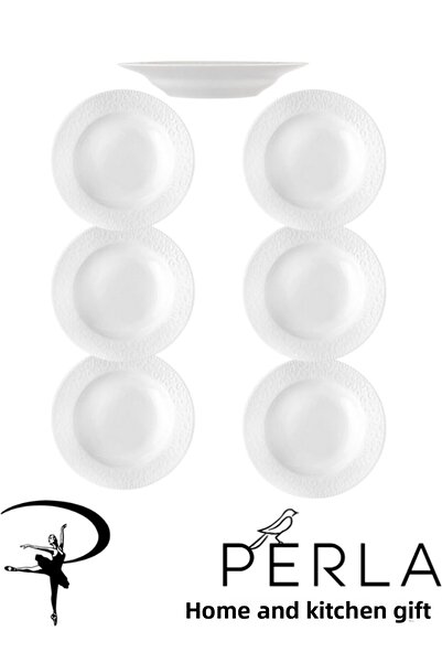 Porland İdil White 6-Piece Deep Plate 19cm
