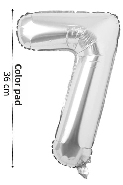 renk party Foil Balloon 7 Number Helium Balloon 36 cm Silver Color - 7 Years ...