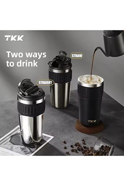 Vagonlife TKK 630ml Stainless Steel Mug - Use with Straw and Strap, Yellow