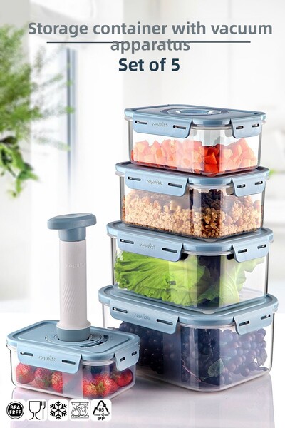 Nandy Home Set of 5 Storage Containers That Can Be Used in Microwave and Freezer with Vacuum Apparatus