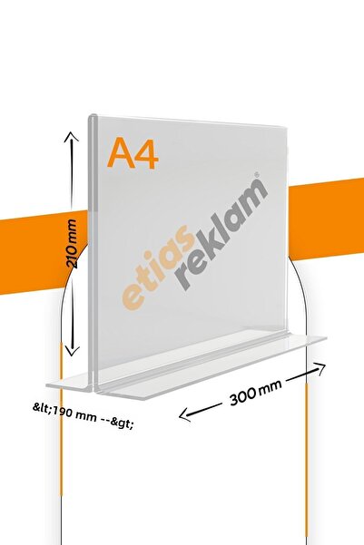 Etias Reklam A4 T نوع سطح الطاولة الأفقي الشفاف Plexi Foyluk / حامل النشرة