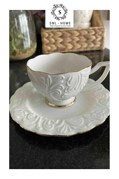 SNL HOME Silk Porcelain 6 Persons Gilded Coffee Cup Rosen-100