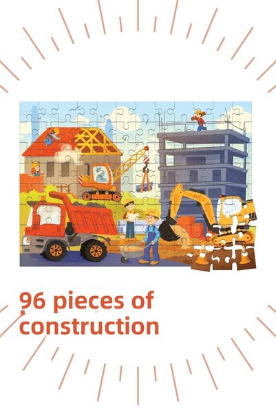 Bonkido 96 Pieces, Age 5 Puzzle "construction" Puzzle Size 34x48cm