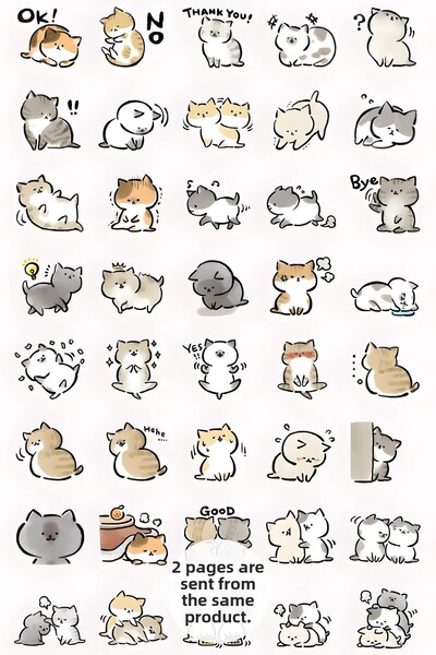 Grafikup 80 Pieces Naughty Cats Sticker Set - Pen Laptop Notebook Water Bottle Sticker
