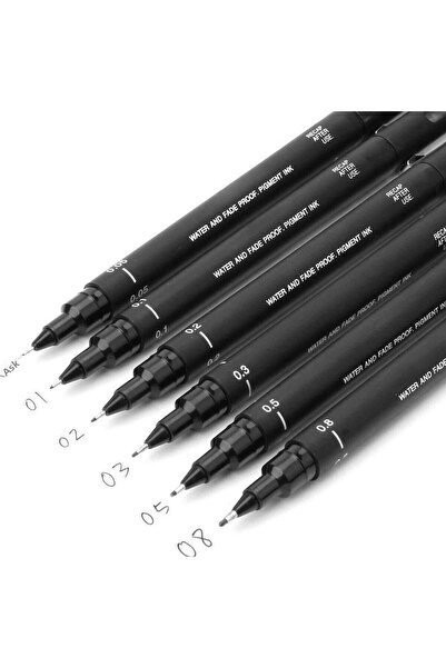 UNİ-BALL Black Technical Drawing Pen - Uni Ball Pin 0.2-0.5-0.8