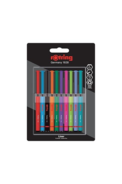 Rotring قلم فاينلاينر، 0.4 ملم، ألوان مختلطة، 10 قطع، متين
