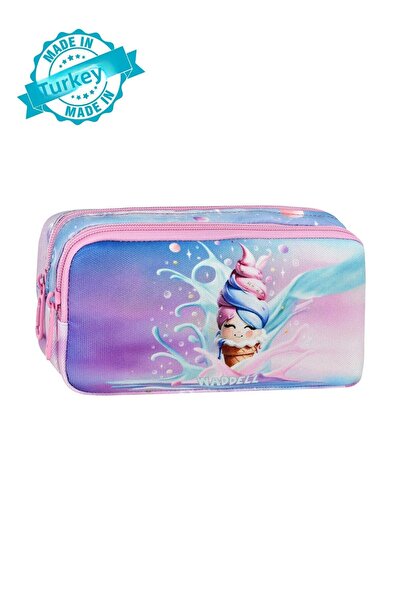 Waddell مقلمة ذات جيبين بنمط الآيس كريم الوردي، حامل أقلام