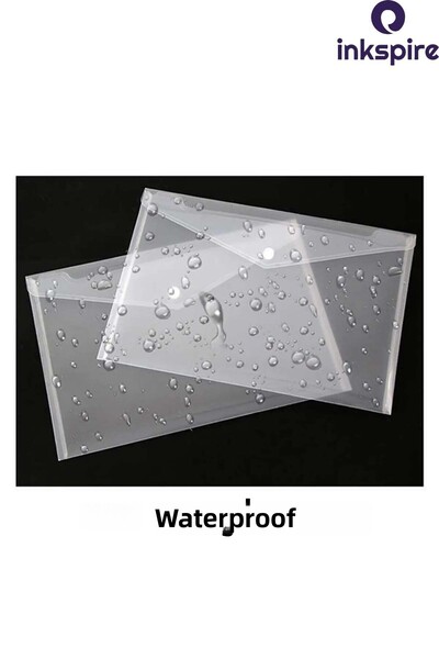 inkspire Large Size 5 Pieces Envelope File - Transparent with Snap Fasteners, Transparent with Button A3 Paperwork