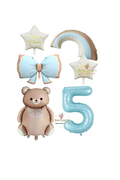 BEST PARTİ DOĞUM GÜNÜ PARTİ SÜSLERİ Best Blue Color Bow Numeral Rainbow Star ...