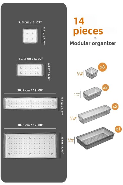 Meleni Baby 14 Piece Baby Drawer Organizer - Baby Organizer - Baby Care Organizer - Anthracite