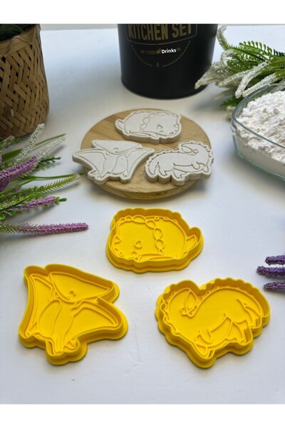 Butik 3D Printing Dinosaur Shaped Cookie Mold Set of 2